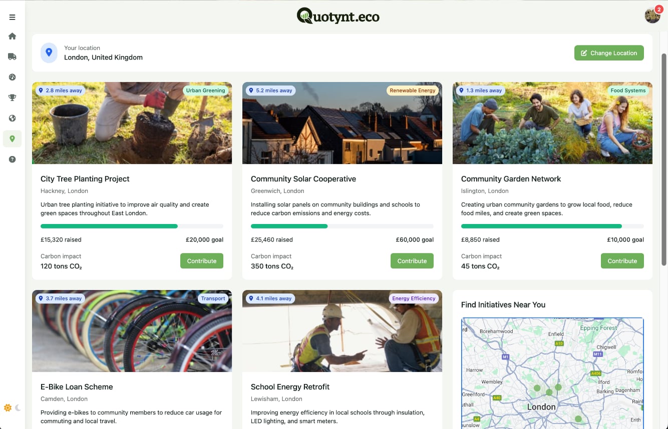 Project selection interface